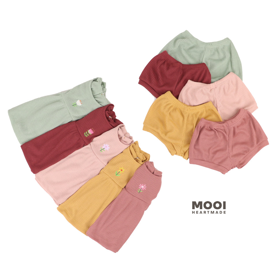 Mooi Setelan Anak Perempuan Rumi Rib Ruffle Set