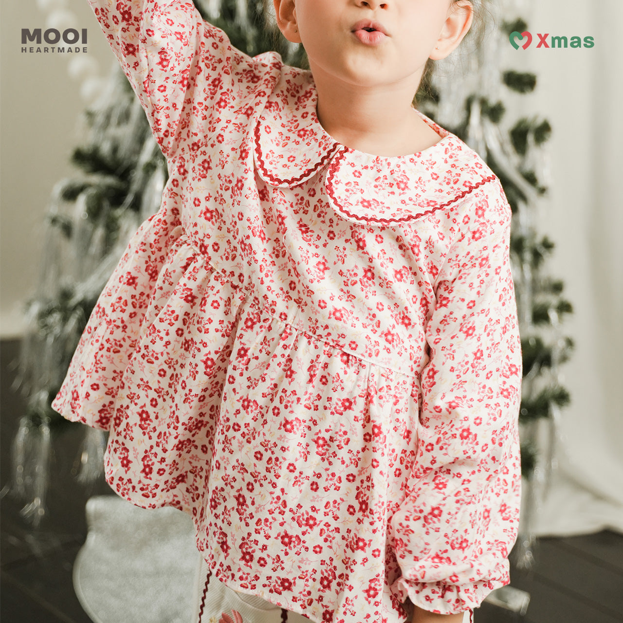 Mooi Atasan Anak Perempuan Christmas Collection Nancy Top