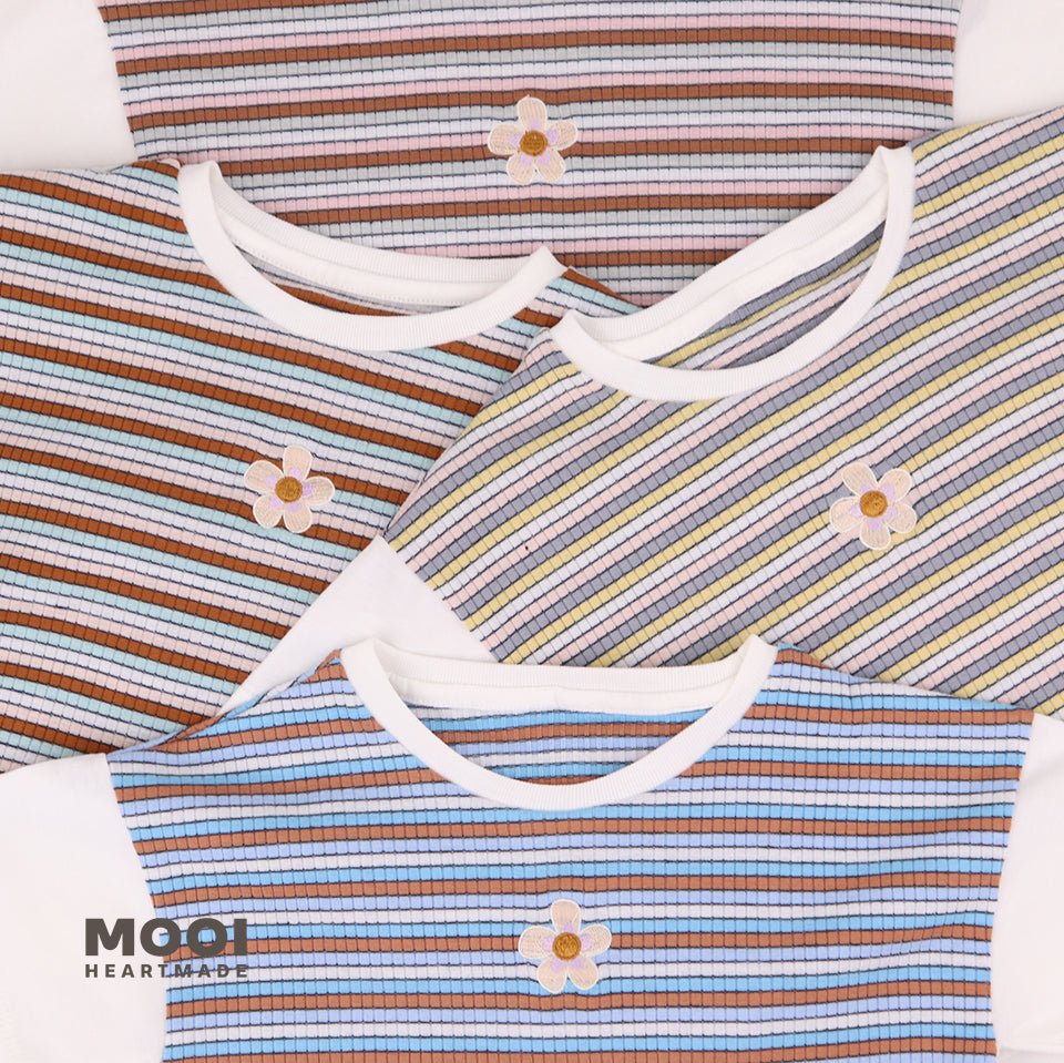 Mooi Atasan Anak Perempuan Chisa Rib Striped Tee