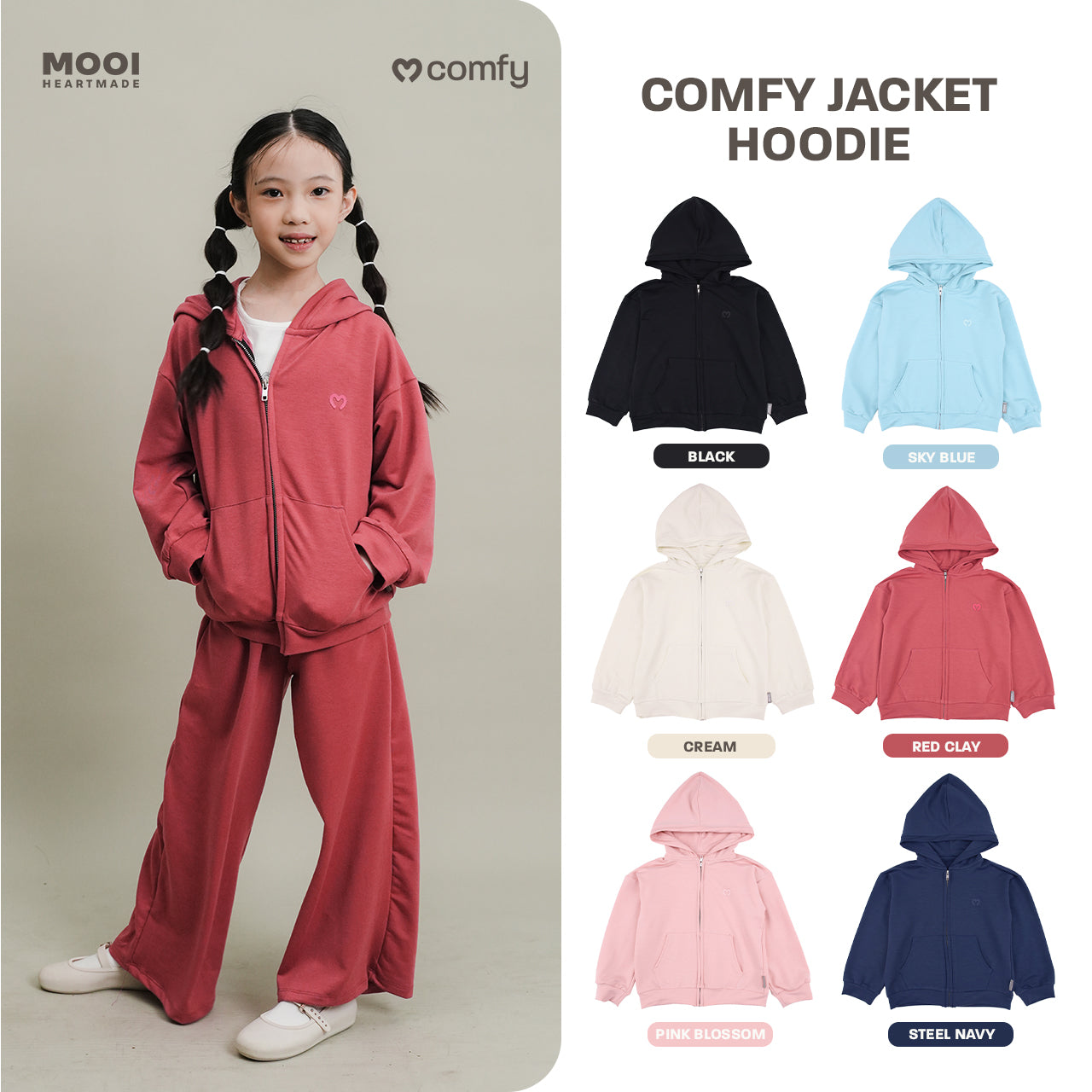 Mooi Atasan Hoodie Panjang Anak Comfy Jacket Hoodie