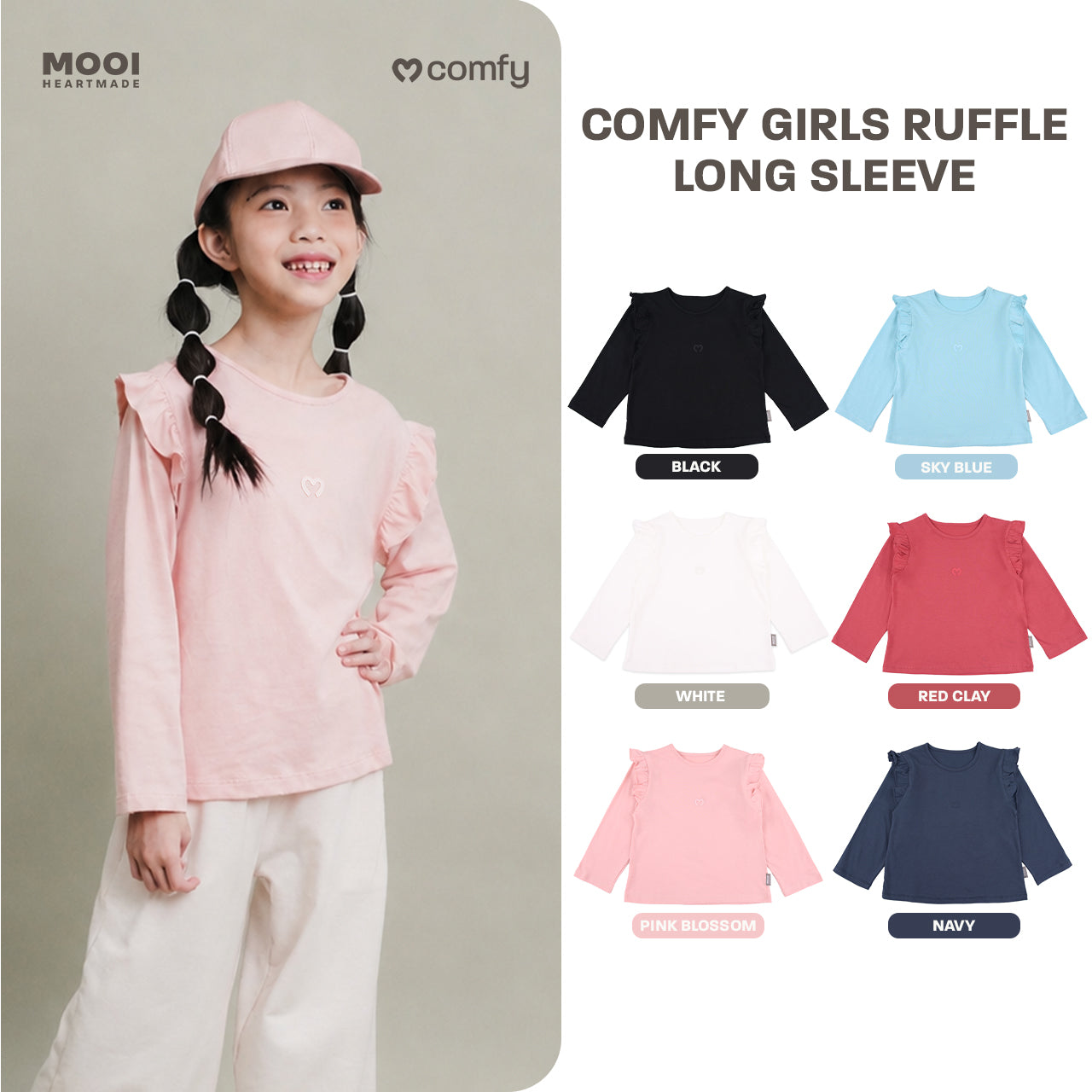 Mooi Atasan Anak Perempuan Comfy Girls Ruffle Long Sleeve