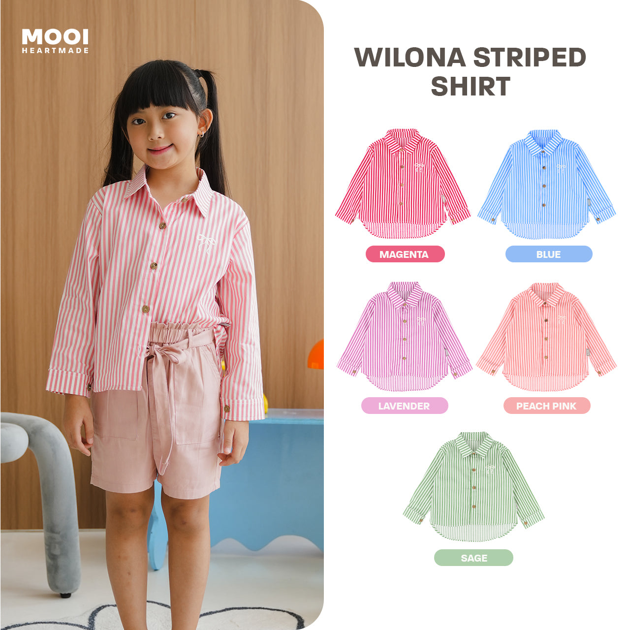 Mooi Kemeja Anak Perempuan Wilona Striped Shirt