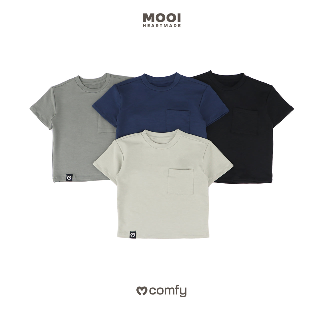 Mooi Kaos Anak Pocket Unisex Comfy Oversized T-Shirt Pocket Kids