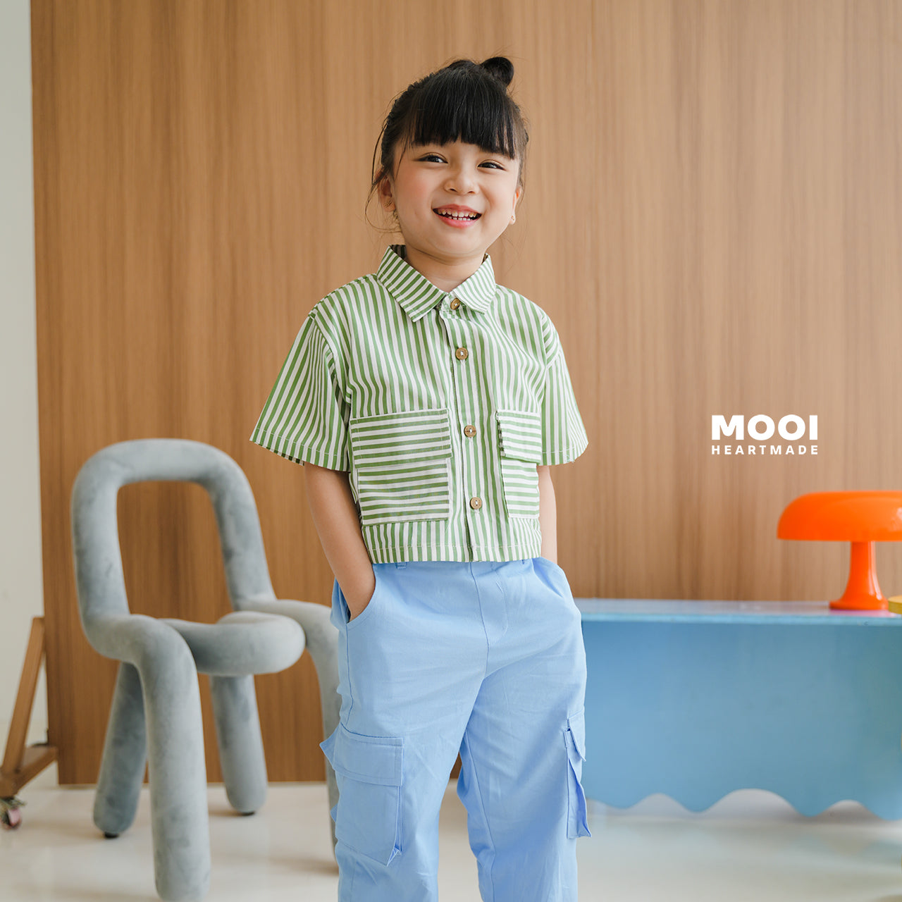 Mooi Kemeja Anak Perempuan Liora Striped Shirt
