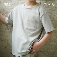 Mooi Kaos Anak Pocket Unisex Comfy Oversized T-Shirt Pocket Kids