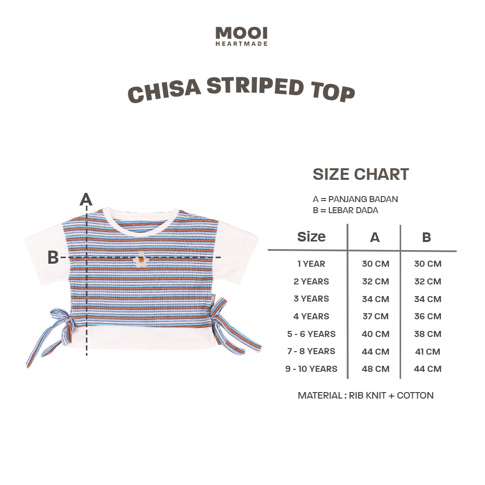 Mooi Atasan Anak Perempuan Chisa Rib Striped Tee