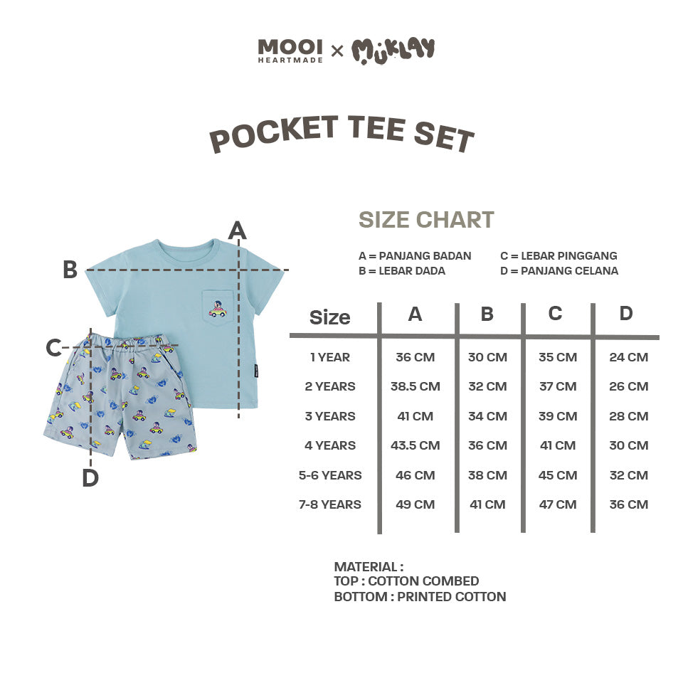 Mooi X Muklay Setelan Anak Pocket Tee Set