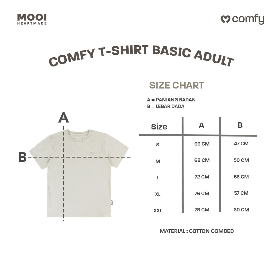 Mooi Kaos Dewasa Unisex Comfy T-Shirt Basic Adult