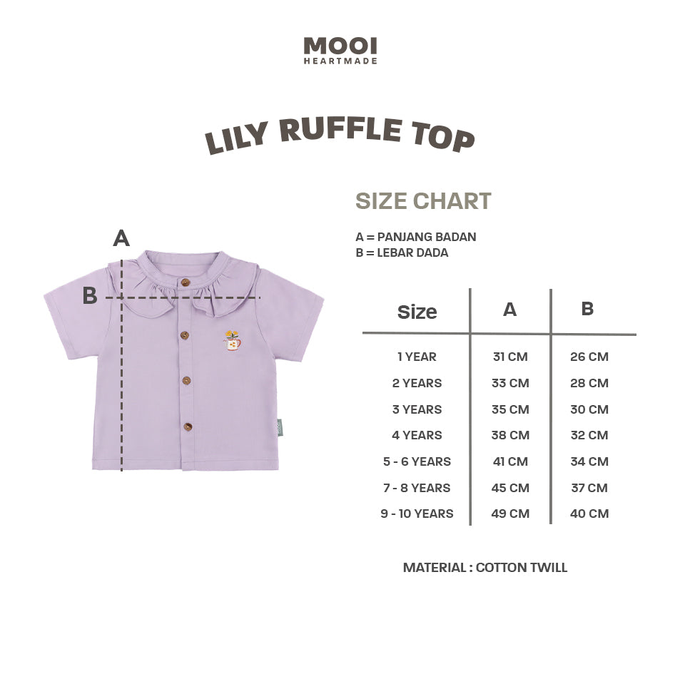 Mooi Atasan Anak Perempuan Lily Ruffle Top