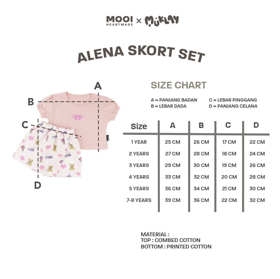 Mooi X Muklay Setelan Anak Perempuan Alena Skort Set