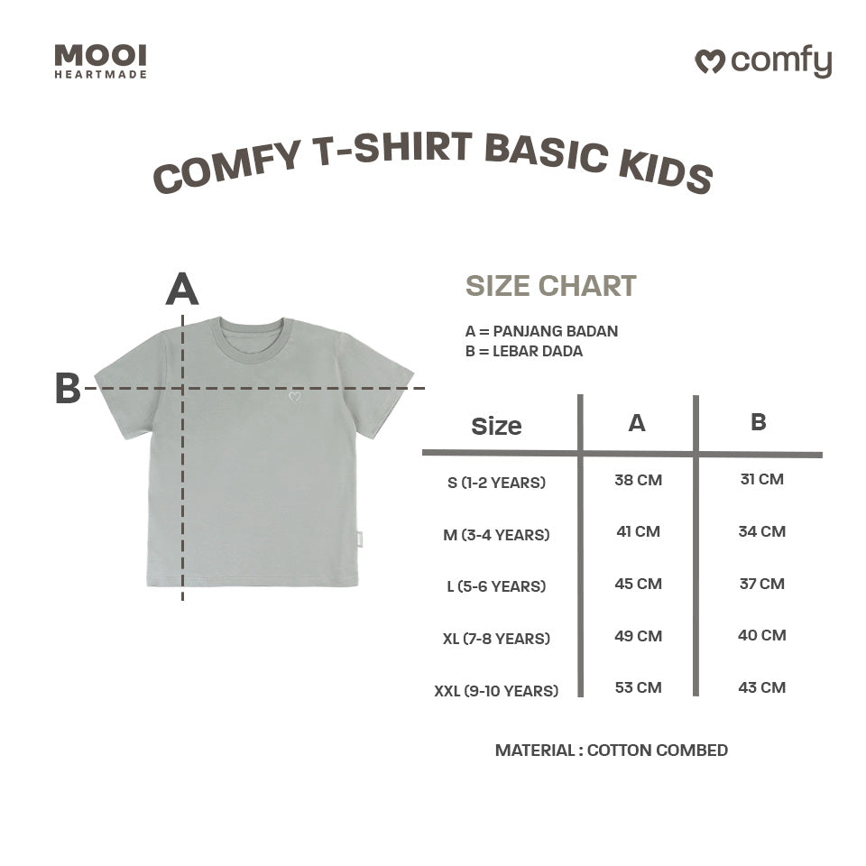 Mooi Kaos Anak Unisex Laki Laki Perempuan Comfy T-Shirt Basic Kids