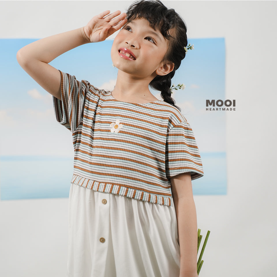 Mooi Dress Anak Perempuan Karina Rib Striped Dress