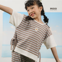 Mooi Atasan Anak Perempuan Chisa Rib Striped Tee