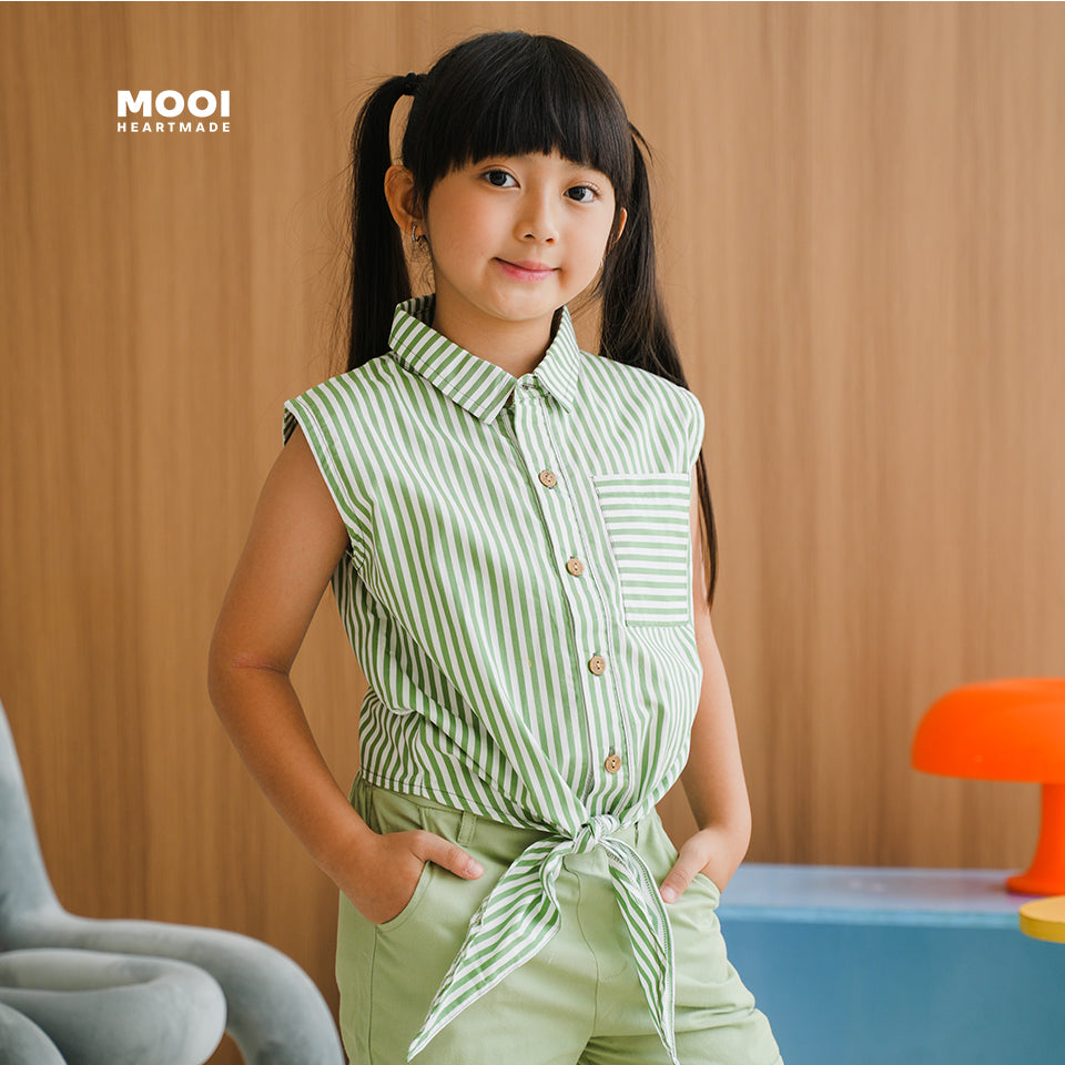 Mooi Kemeja Anak Perempuan Elicia Striped Shirt