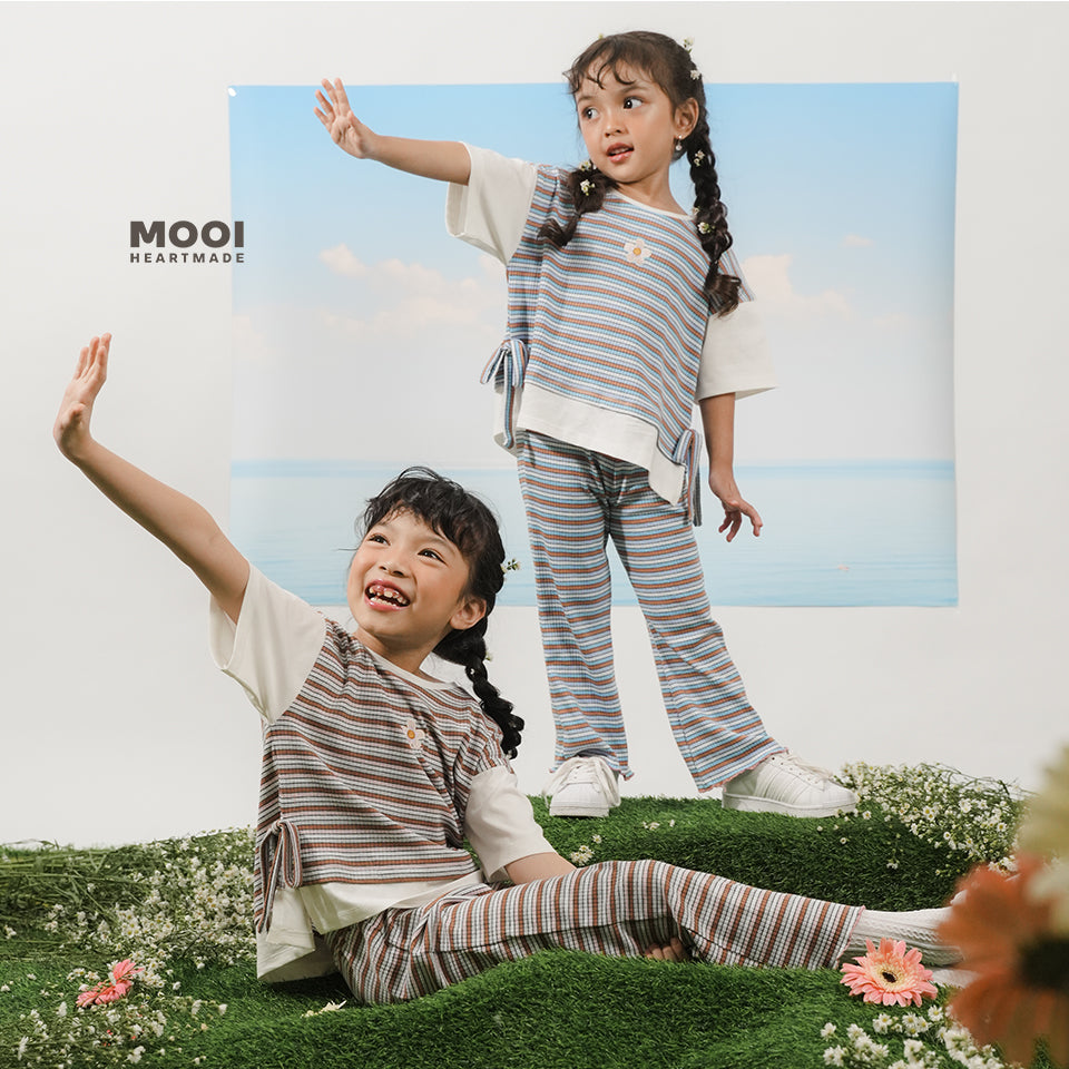 Mooi Atasan Anak Perempuan Chisa Rib Striped Tee