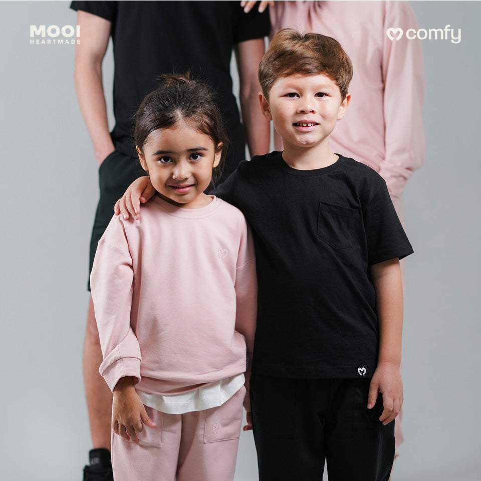 Mooi Kaos Anak Pocket Unisex Comfy T-Shirt Pocket Kids
