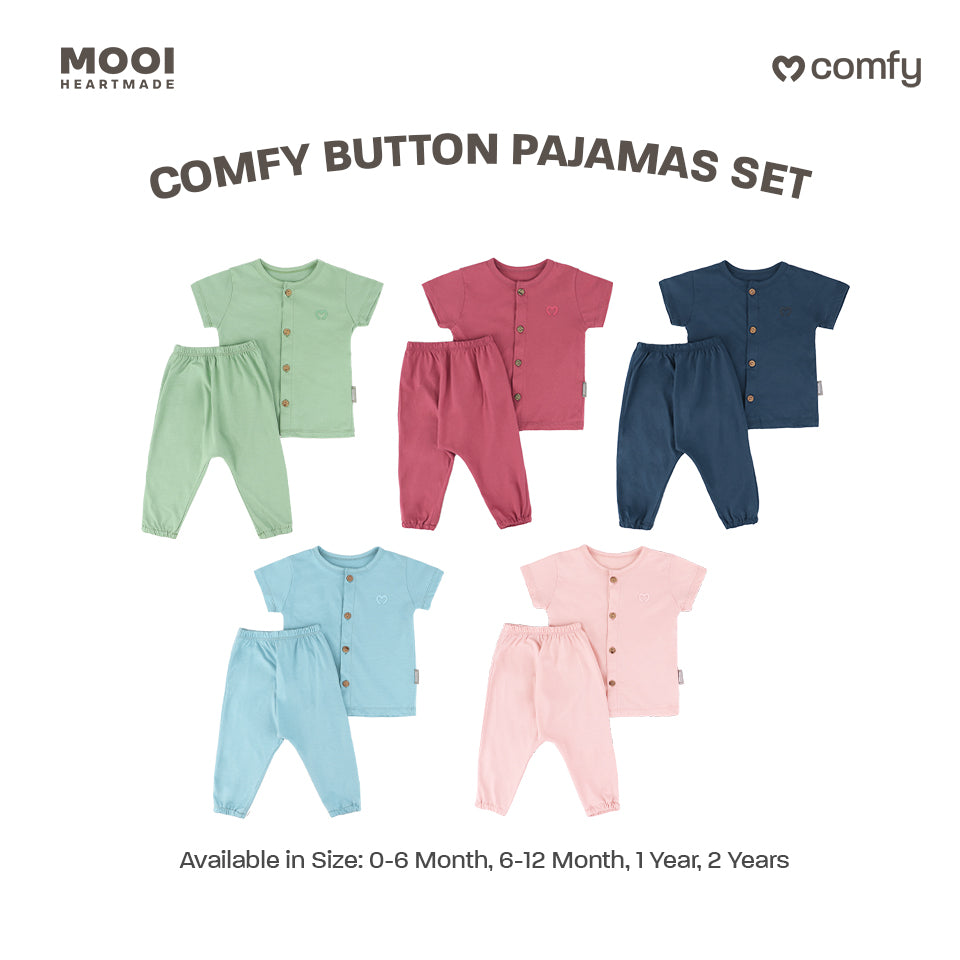 Mooi Setelan Piyama Bayi Comfy Baby Button Pajamas Set