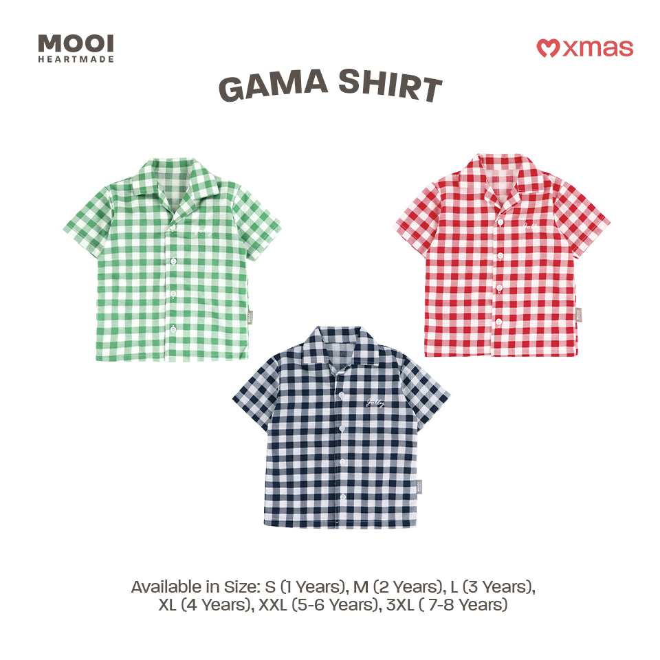 Mooi Kemeja Anak Laki - Laki Kemeja Katun Motif Gama Shirt