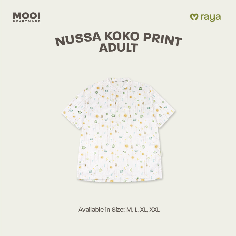 Mooi x Nussa Koko Print Adult Atasan Pria Kemeja Pria Raya Collection