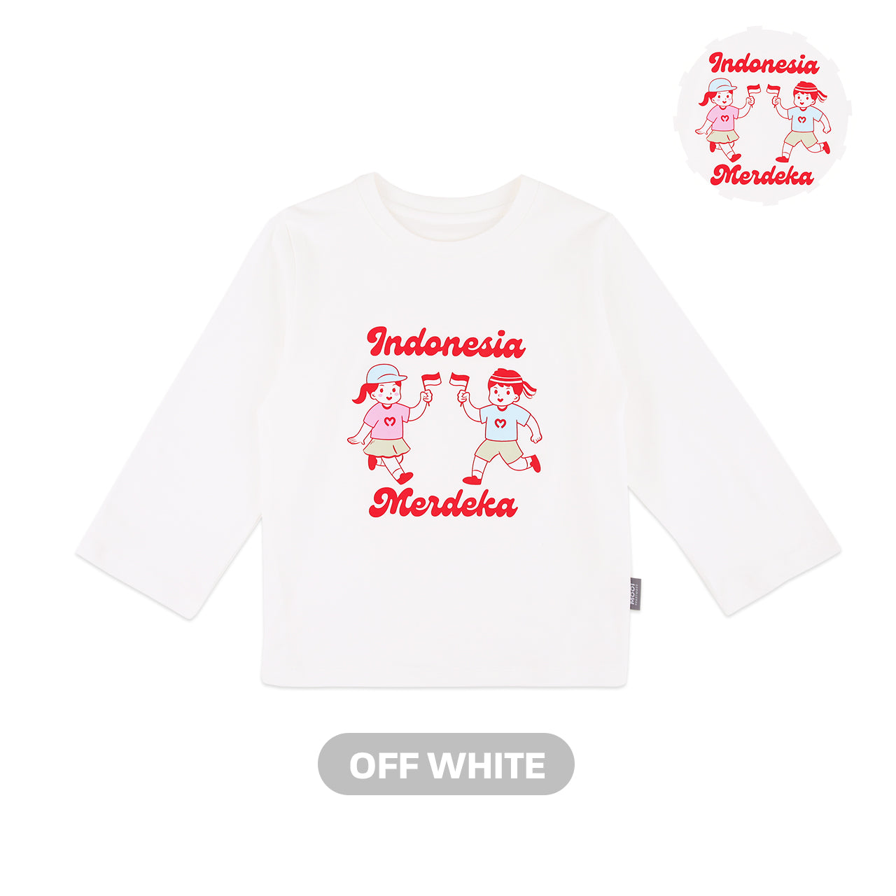 Mooi Merdeka Kaos Kemerdekaan 17 Agustus T-shirt Anak Merdeka Long Sleeve Tee Indonesia Merdeka