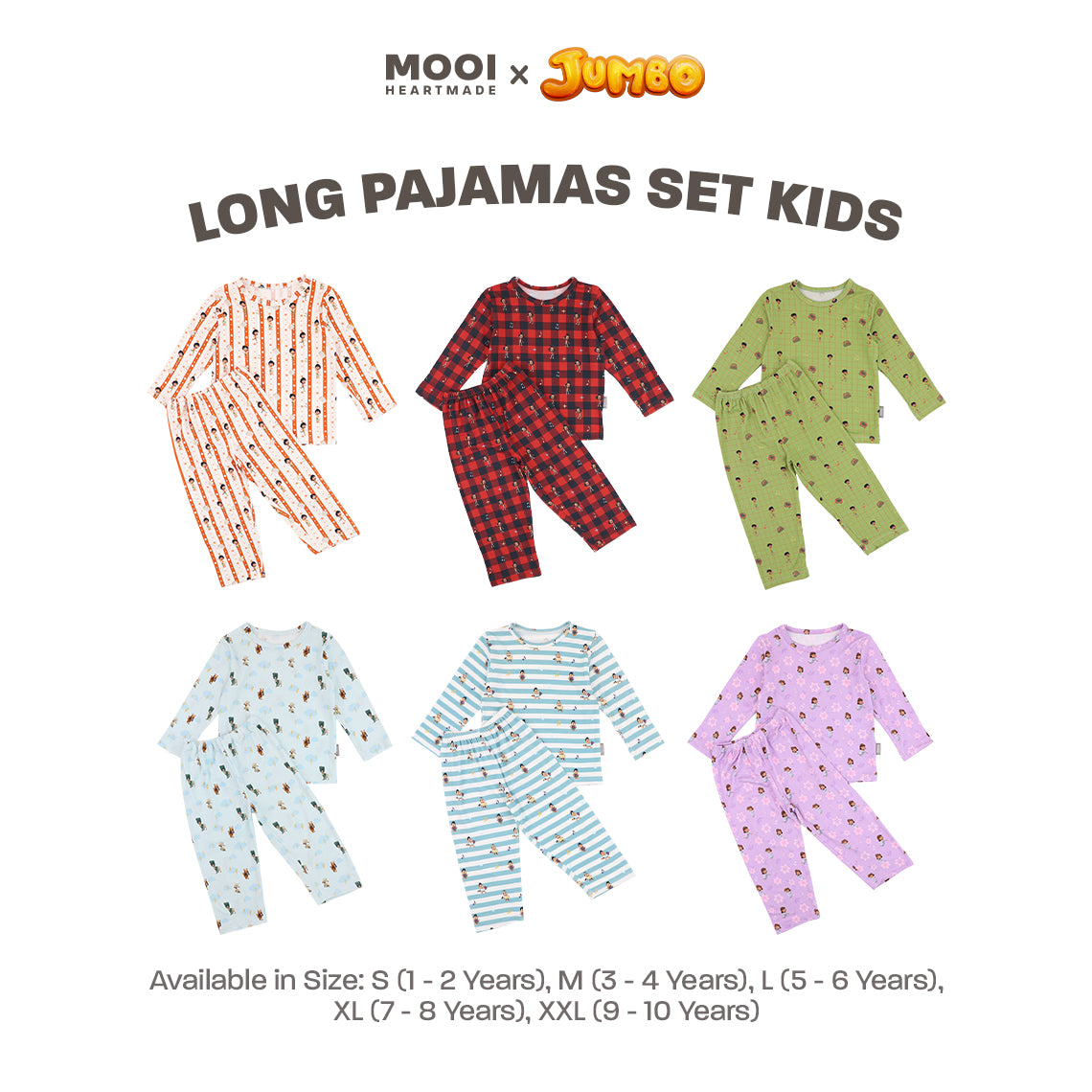 Mooi x Jumbo Setelan Anak Unisex Tencel Long Pajamas Kids