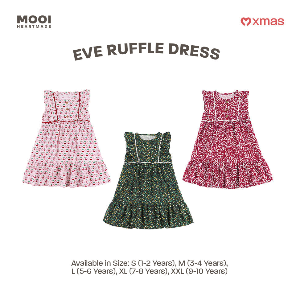 Mooi Dress Anak Perempuan Christmas Collection Eve Ruffle Dress