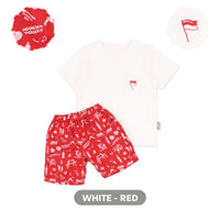 Mooi x Hari Merdeka Kaos Kemerdekaan Setelan Anak Pocket Tee Set Kemerdekaan