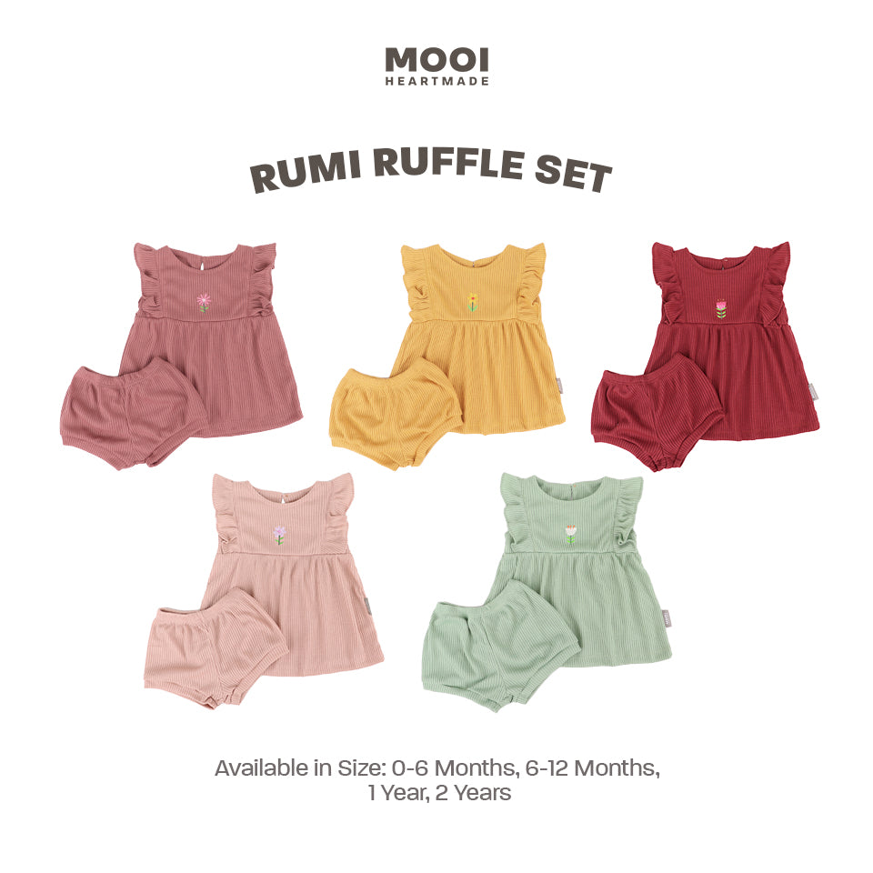 Mooi Setelan Anak Perempuan Rumi Rib Ruffle Set