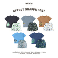 Mooi Setelan Anak Kaos Anak Tshirt Street Graffiti Set