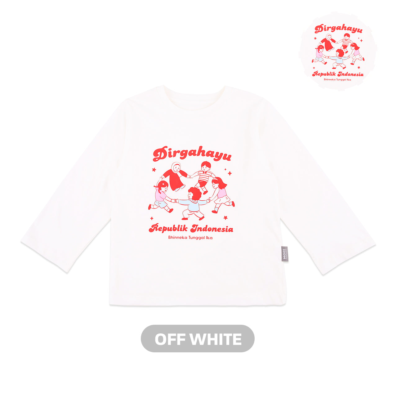 Mooi Merdeka Kaos Kemerdekaan 17 Agustus T-shirt Anak Merdeka Long Sleeve Tee Dirgahayu Indonesia
