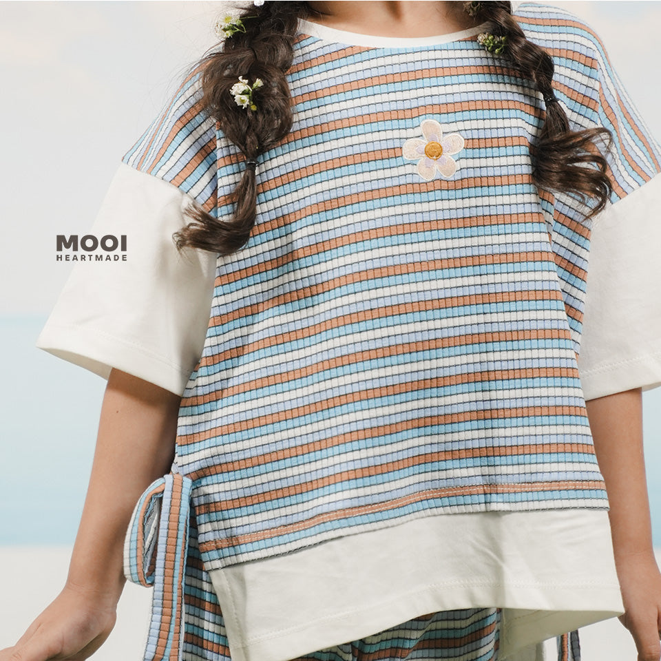 Mooi Atasan Anak Perempuan Chisa Rib Striped Tee