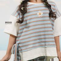 Mooi Atasan Anak Perempuan Chisa Rib Striped Tee