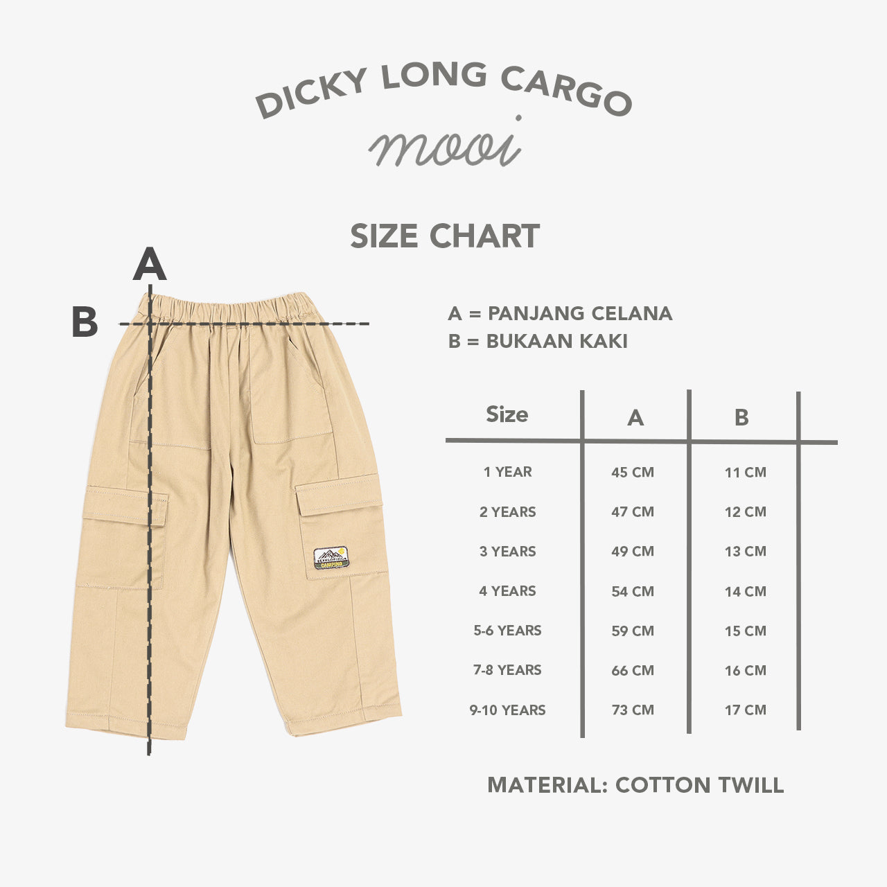 Mooi Celana Panjang Chinos Cargo Anak Dicky Long Cargo Chinos