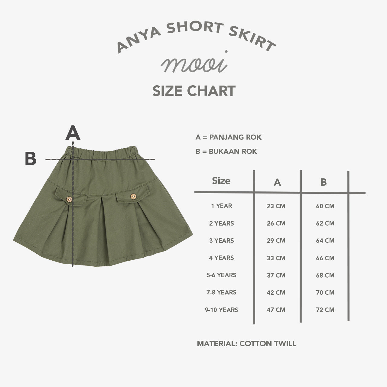 Mooi Rok Anak Perempuan Anya Short Skirt