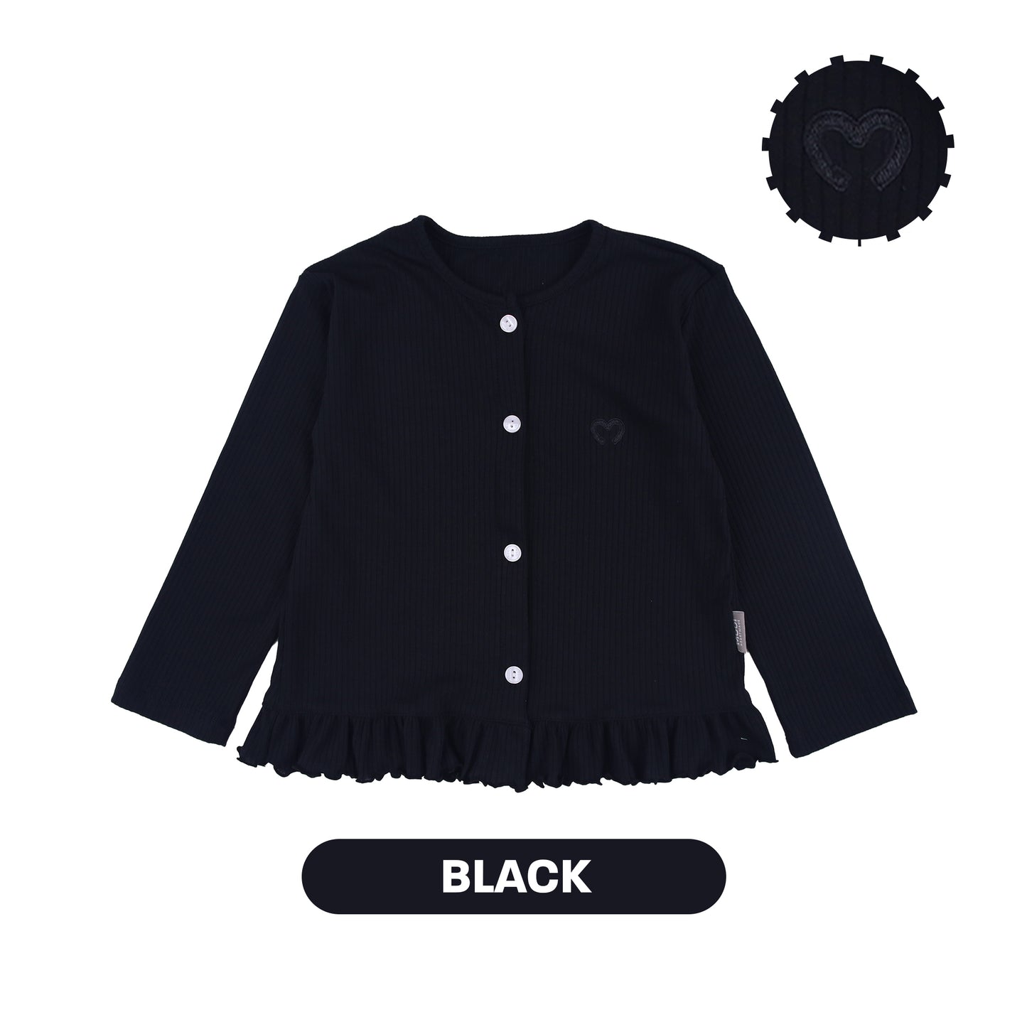 Mooi Atasan Anak Perempuan Comfy Rib Cardigan Ruffle