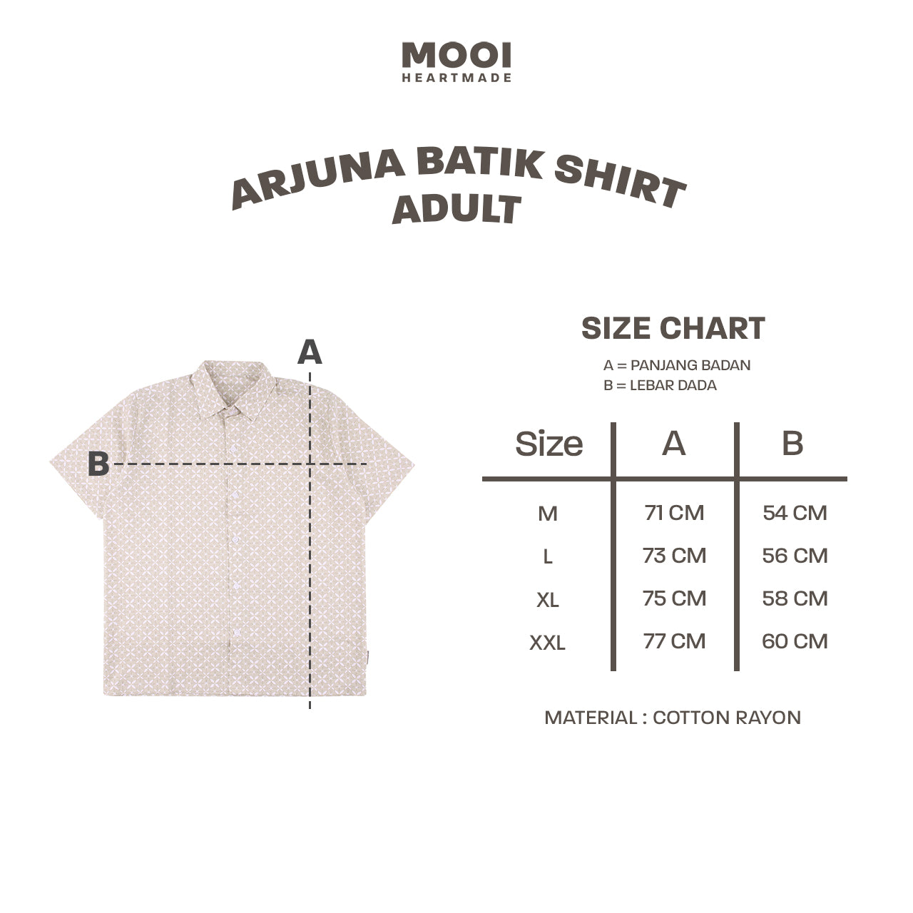 Mooi Atasan Batik Pria Kemeja Pria Arjuna Batik Shirt Adult
