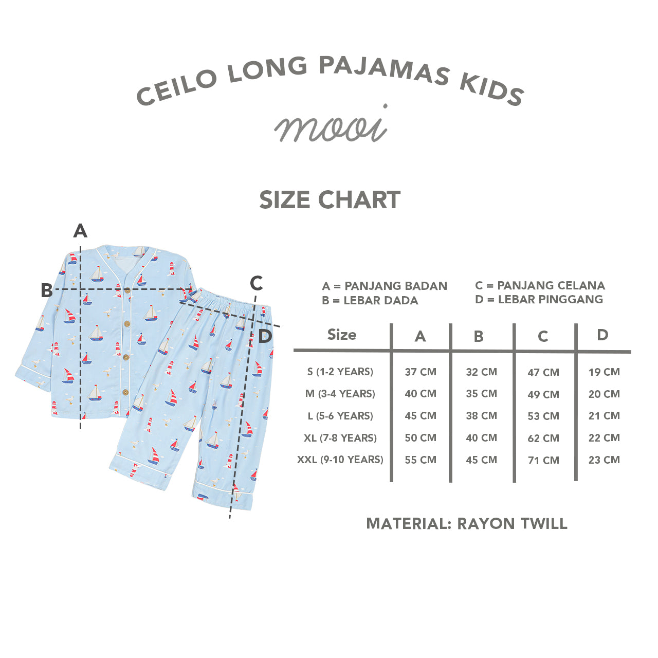 Mooi Piyama Anak Baju Tidur Anak Ceilo Long Pajamas Kids