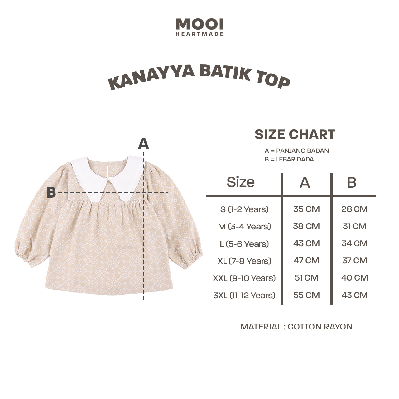 Mooi Atasan Batik Anak Perempuan Kanayya Batik Top