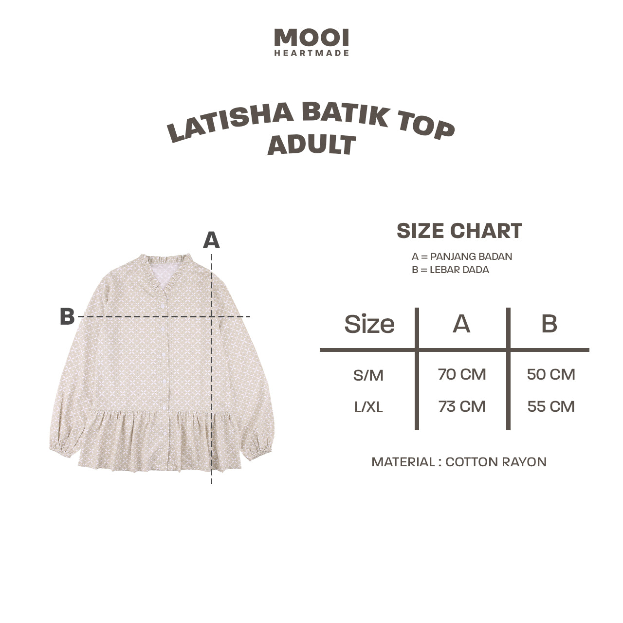 Mooi Atasan Batik Dewasa Perempuan Latisha Batik Top Adult