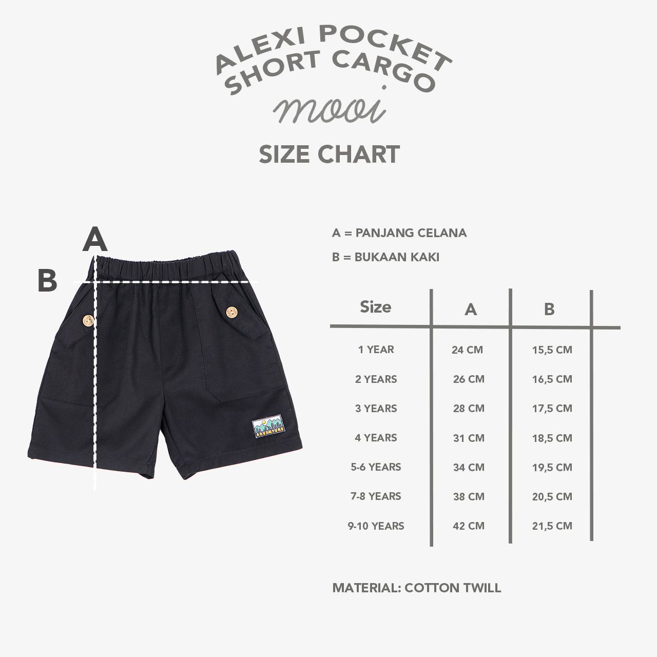 Mooi Celana Pendek Chinos Cargo Anak Alexi Pocket Short Cargo Chinos