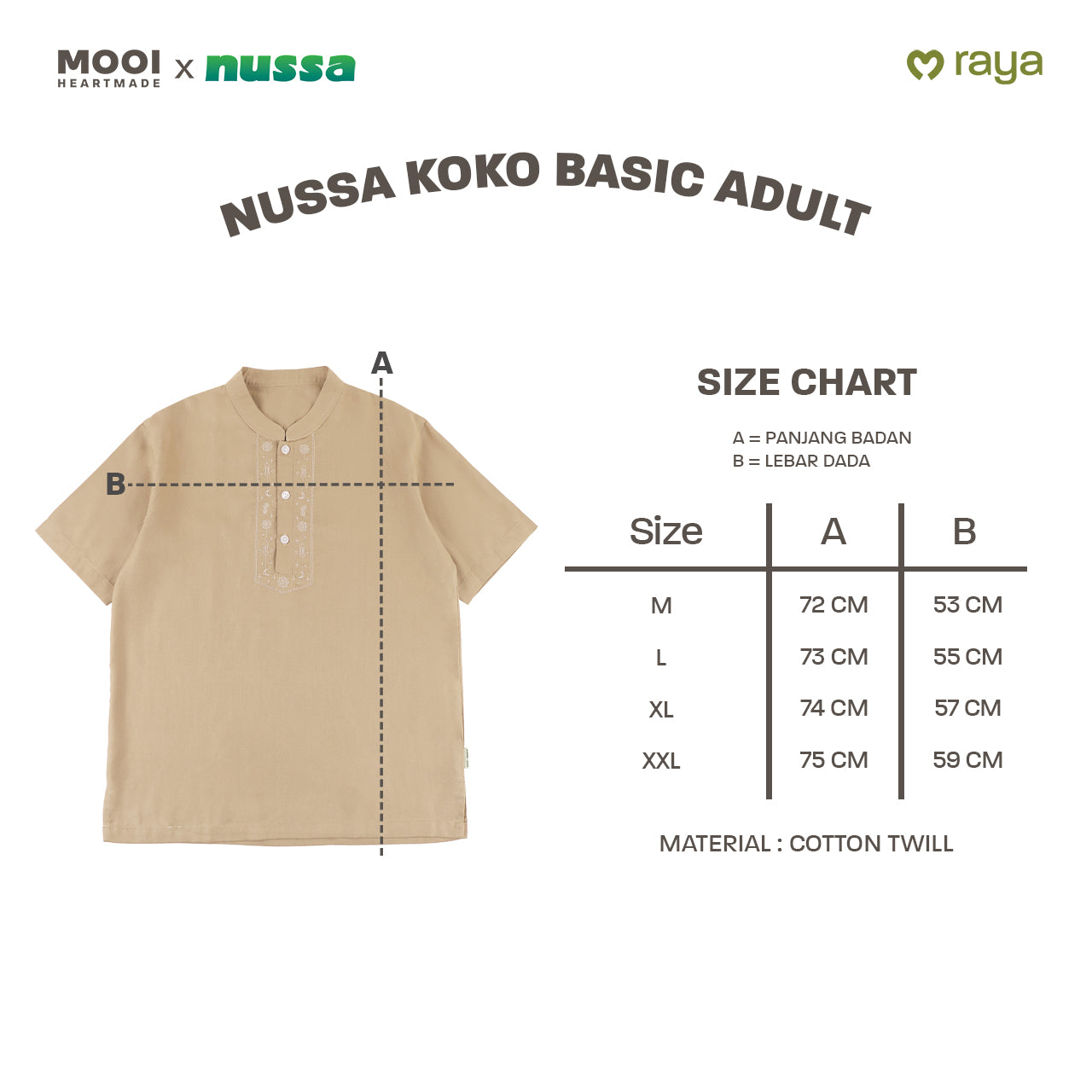 Mooi x Nussa Koko Basic Adult Atasan Pria Kemeja Pria Raya Collection