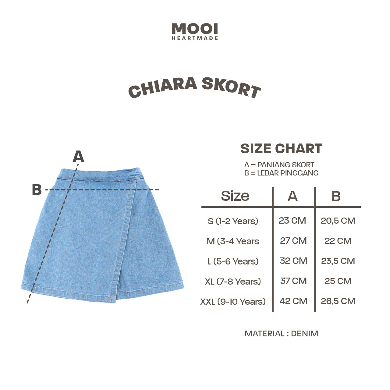 Mooi Rok Celana Skort Jeans Anak Chiara Denim Skort