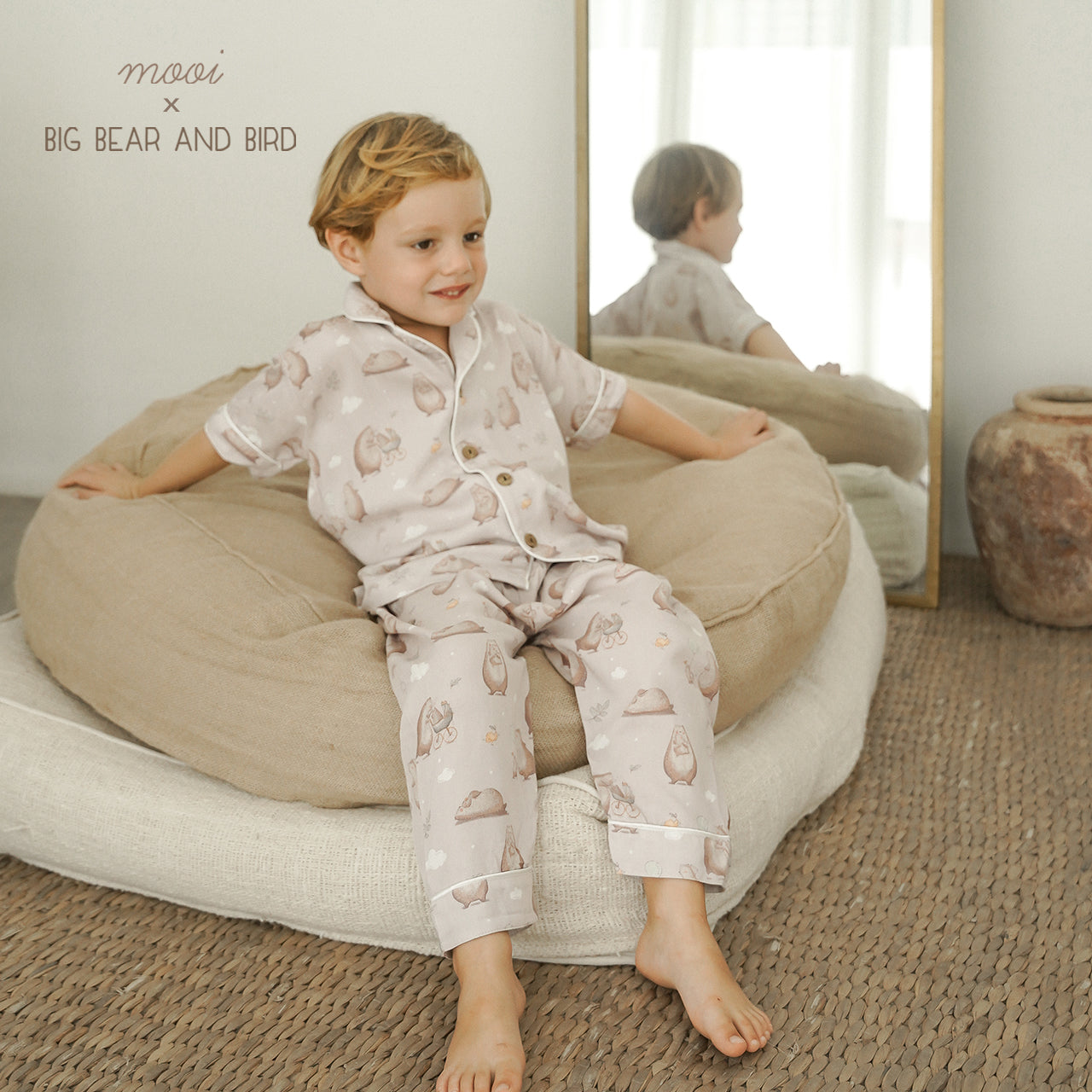 Mooi x Big Bear & Bird Piyama Anak Baju Tidur Anak Short Pajamas Kids