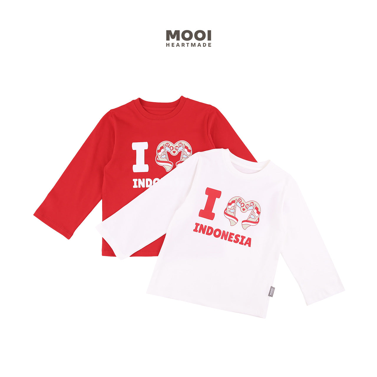 Mooi Merdeka Kaos Kemerdekaan 17 Agustus T-shirt Anak Merdeka Long Sleeve Tee I Love Indonesia