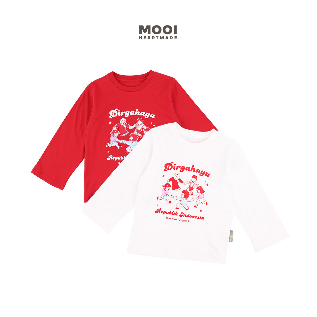 Mooi Merdeka Kaos Kemerdekaan 17 Agustus T-shirt Anak Merdeka Long Sleeve Tee Dirgahayu Indonesia