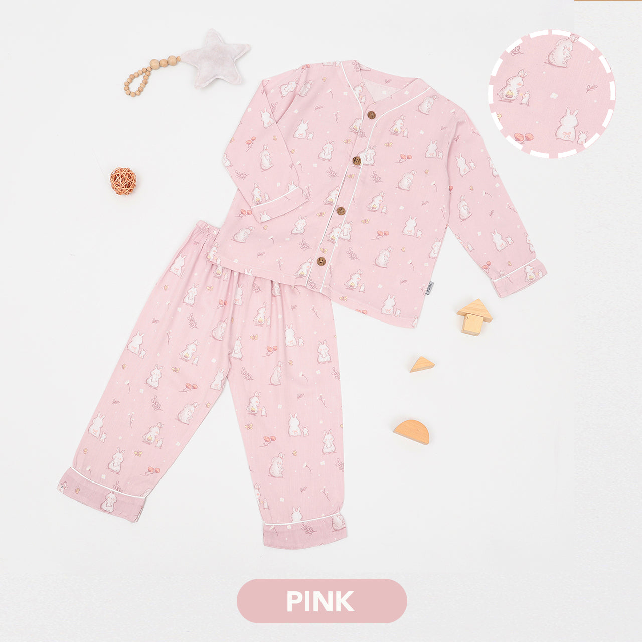 Mooi x Big Bear & Bird Piyama Panjang Anak Baju Tidur Anak Long Pajamas Kids