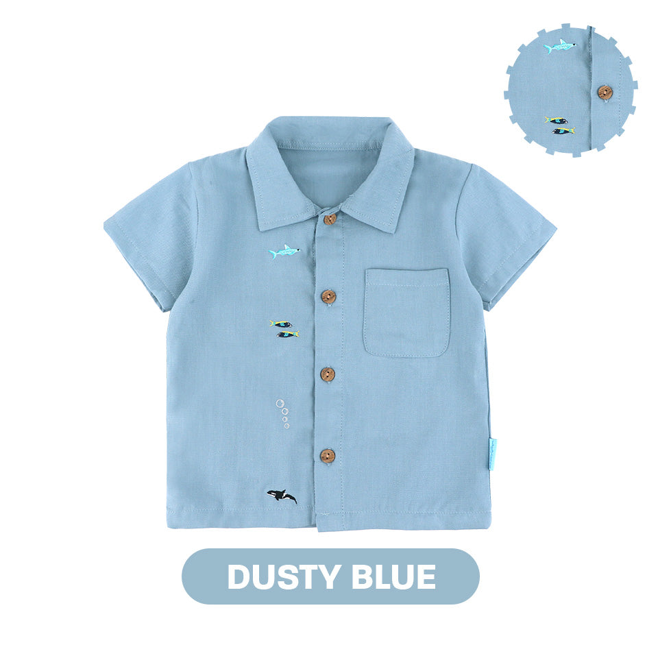 Mooi X Dinda Puspitasari Kemeja Anak Laki-laki Nevan Pocket Shirt