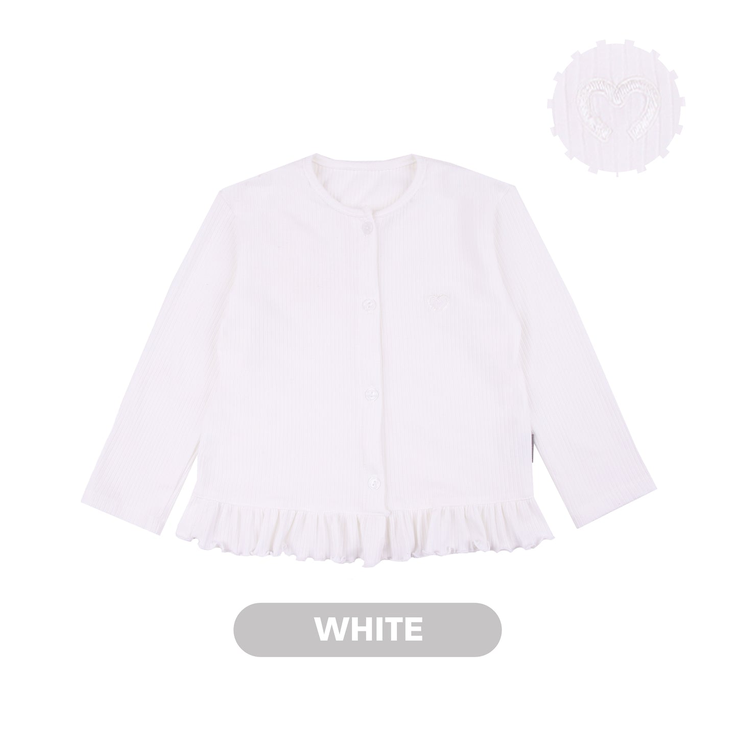 Mooi Atasan Anak Perempuan Comfy Rib Cardigan Ruffle