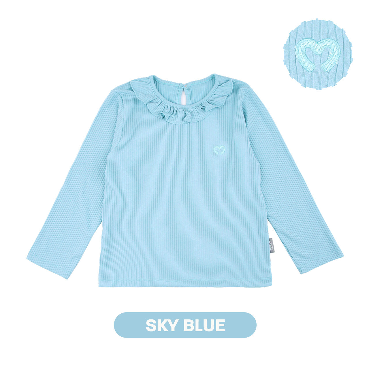Mooi Atasan Lengan Panjang Anak Perempuan Comfy Rib Ruffle Long Sleeve Top
