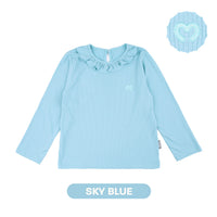 Mooi Atasan Lengan Panjang Anak Perempuan Comfy Rib Ruffle Long Sleeve Top